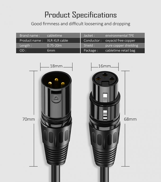 OEM Microfono HiFi Microfono 3 PIN XLR connettore audio jack maschio a XLR femmina DMX cavo 3