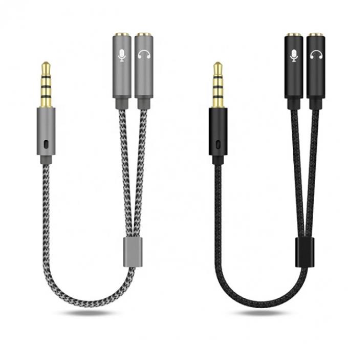 1 ingresso a 2 uscite forma Y 3,5 mm AUX Microfono audio stereo cuffie Splitter Adapter Cable 0