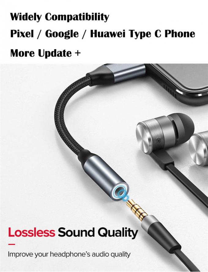Adaptatore di cavo audio da USB tipo C a AUX da 3,5 mm ad alto DAC compatibile per Samsung Pixel Google Phone 4