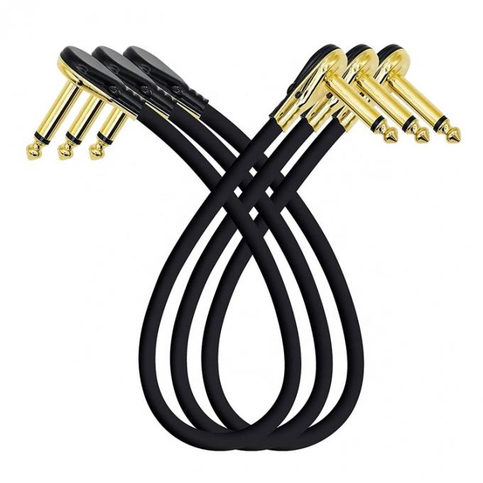 Corto angolo dorato destro mono TS Jack strumento chitarra patch cavo per gli effetti chitarra pedal board 0
