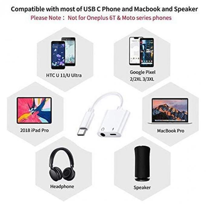 2 in 1 USB C a 3,5 mm jack AUX Headphone earphone dongle Adapter per Samsung Note goole pixel 4 4XL 3 3XL 2 2XL 5