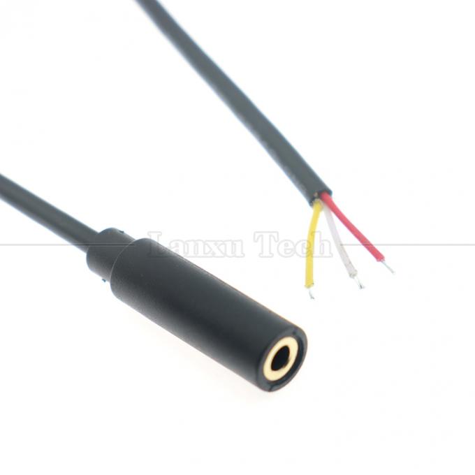 Ricoperto d'oro 3,5 mm TRS 3 Ploes Shield Jack audio femminile a fili spoglia stagnato cavo a fine aperto 3