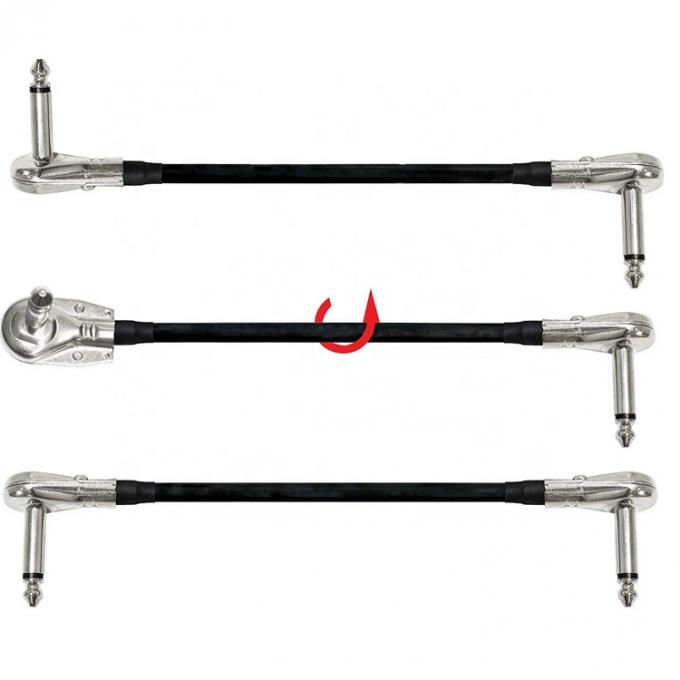 1/4 6.35mm Inch Silver Gold Right Angle Mono TS Audio Jack Instrument Guitar Patch Cable 3