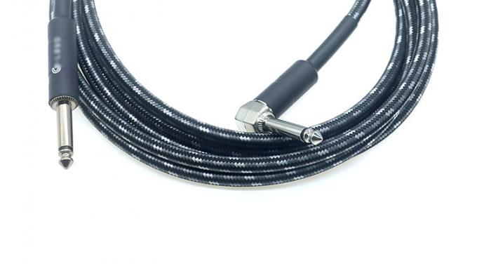 L forma 90 gradi angolo retto verso l'alto durabile giacca intrecciata 6.35mm Ts Jack strumento chitarra elettrica patch cavo audio 5