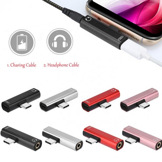 2 in 1 USB Tipo C a 3,5 mm Jack PD Cargamento Adapter audio per cuffie 0
