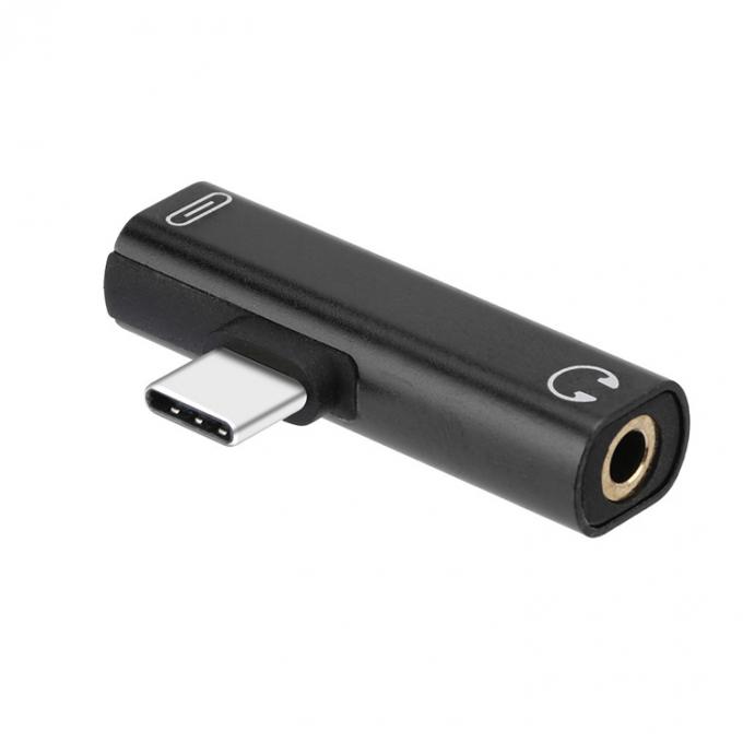 2 in 1 USB Tipo C a 3,5 mm Jack PD Cargamento Adapter audio per cuffie 3