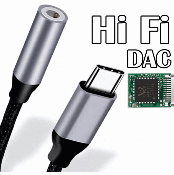 Hifi DAC USB Tipo C a 3,5 mm Jack per cuffie Adaptore audio per Samsung Huawei Oneplus Meizu Google Oneplus 0