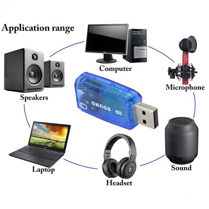 Plug and Play 5.1 Microfono esterno 3D Stereo Studio Audio Interfaccia USB Adattatore di scheda audio con cuffie da 3,5 mm 1