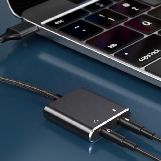 Plug and Play Audio Mic Studio Headset Adaptore di scheda audio esterna USB per laptop 3