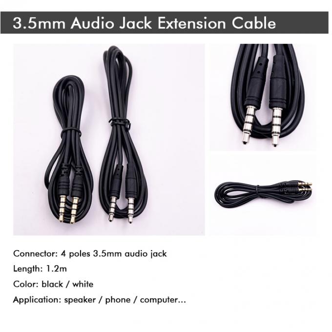 Stock Maschio a maschio 3,5 mm 4 poli Jack stereo Microfono Cavo di estensione audio per auricolari Computer altoparlante 1