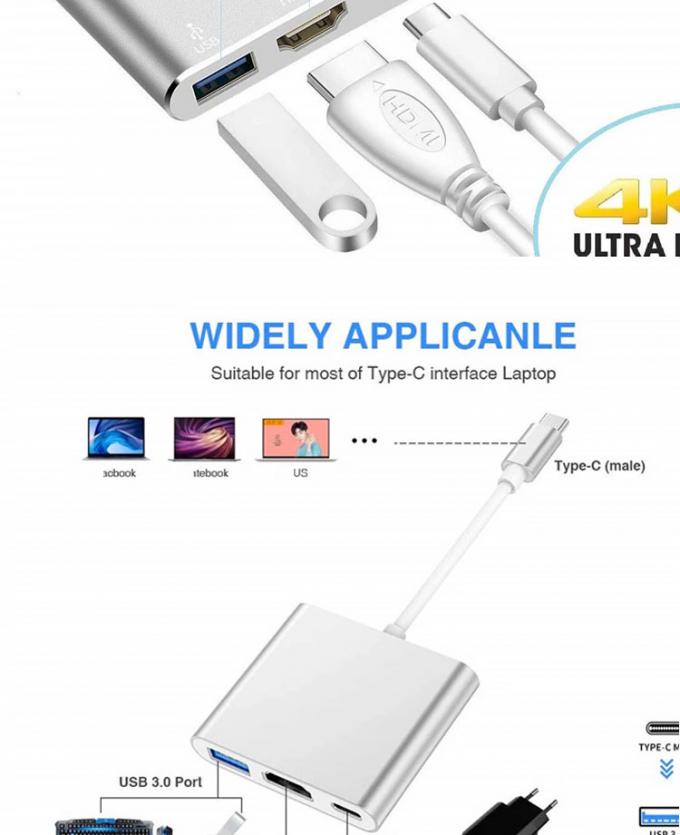3 in 1 PD Carica 4K 1080P USB Tipo C OTG Docking Station Hub Adapter 2