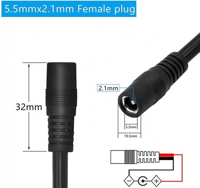 12V DC Barrel Jack 5.5x2.1mm 5.5x2.5mm 3.5x1.35mm Maschio Femmina Socket per aprire Pigtail Cable di alimentazione DC 3