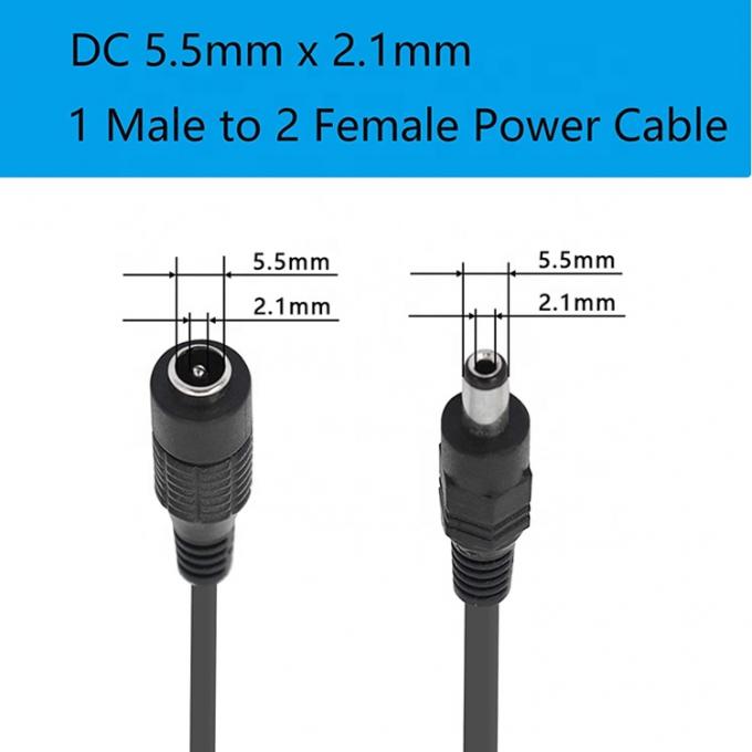 1 a 2 modi 1 femmina a 2 maschi 5.5x2.1 mm DC Power Supply Splitter Cable per telecamere CCTV Led Strip 2