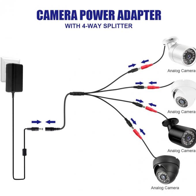 1 a 4 modi 1 da donna a 4 da uomo 5.5x2,1 mm Cavo di alimentazione continua per telecamere CCTV LED 5