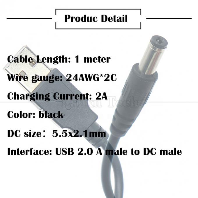 1m 3m 5m 10m 1A 2A 5A USB A Maschio a DC 5.5x2.1mm 3.5 1.35 4.0 1.7 Cavo caricabatterie Jack a canna per telecamera di CCTV a LED 2