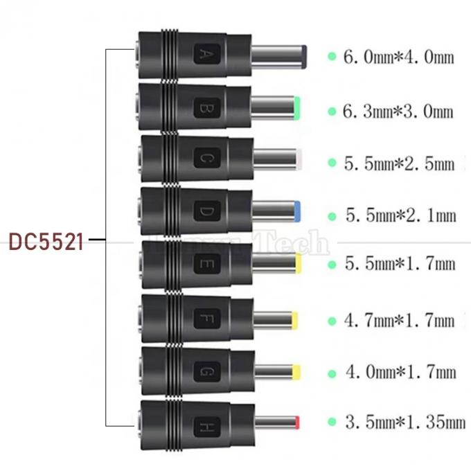 DC femmina 5.5x2.1mm a maschio DC 5.5x2.1 3.5x1.35 4.0x1.7 5.5x1.7 5.5x2.5 6.3x3.0 6.0x4.0 Adapter di conversione del connettore 1