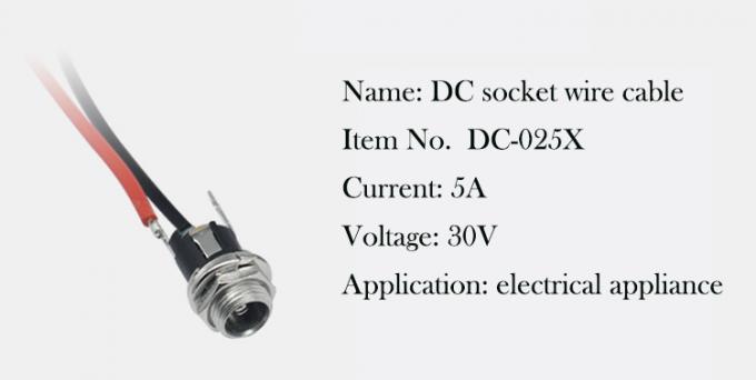 Pannello montato a filo di presa DC Jack femmina 5.5x2.1mm a 2 fili cavo di fine coda aperta 1