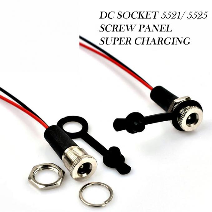 Pannello montato a filo di presa DC Jack femmina 5.5x2.1mm a 2 fili cavo di fine coda aperta 3