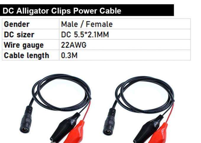 30cm DC 5.5x2.1mm Maschio femmina a doppio clip alligatore alimentato da cavo DC 0