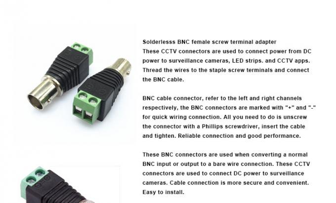Terminal a vite senza saldatura BNC Adaptatore di connettore maschile femminile per videoregistratore di monitor di telecamere CCTV 0