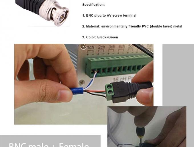 Terminal a vite senza saldatura BNC Adaptatore di connettore maschile femminile per videoregistratore di monitor di telecamere CCTV 1
