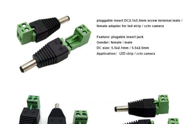 Inserto senza saldatura maschio femmina 2.1 x 5.5 mm DC Jack connettore di alimentazione terminale di presa adattatore per LED Strip CCTV Camera 0