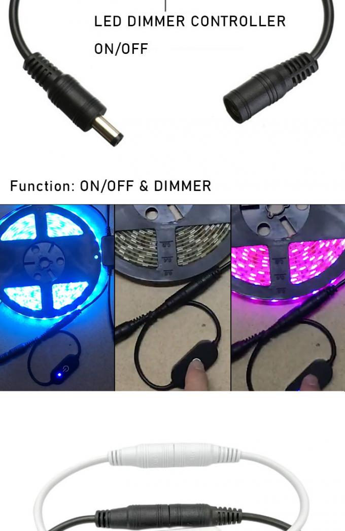 12v 24v Touch Controller Maschio a Femmina DC 5.5x2.1mm on off Dischiusore per luci a striscia LED 2