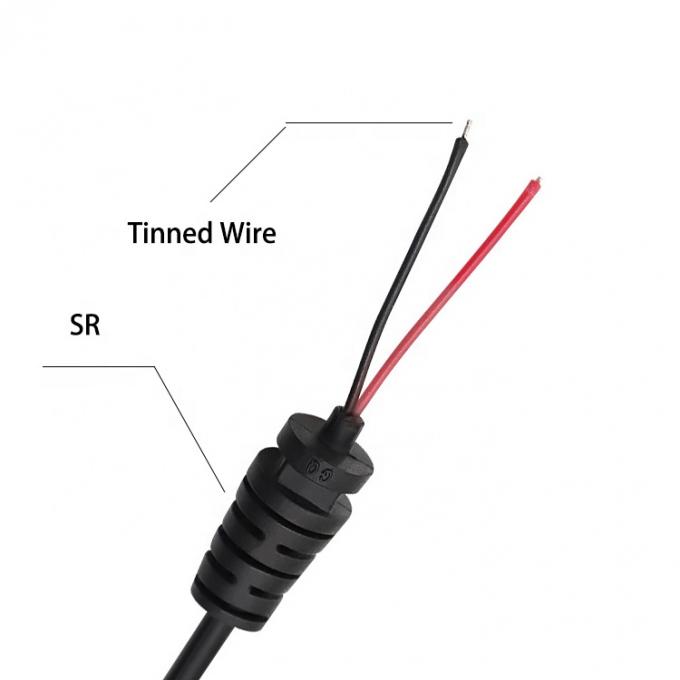 CUSTOM DC Barrel Jack Maschio 2.1X5.5mm a Stripped Wire Tinned Pigtail Bare End Cable con SR Grommet 2