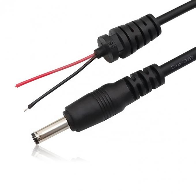 CUSTOM DC Barrel Jack Maschio 2.1X5.5mm a Stripped Wire Tinned Pigtail Bare End Cable con SR Grommet 5