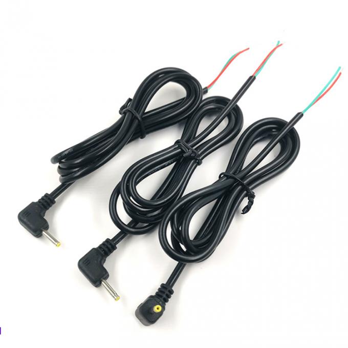 Custom 90° angolo DC Jack barile 2.5x0.7mm a Stripped Tinned Bare Wire End Cable 1