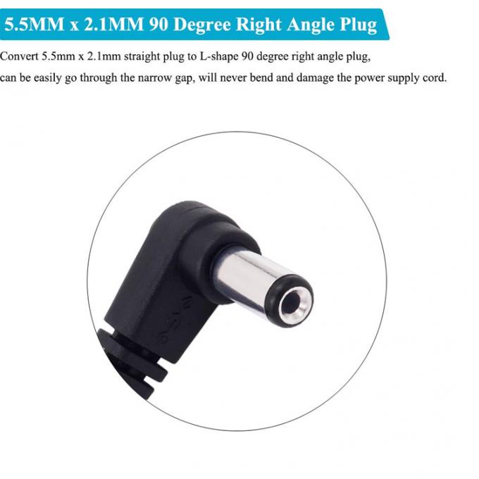 Angolo di 90 gradi connettore maschio-femmina 5.5x2.1mm Jack a canna cavo di estensione di corrente continua 4
