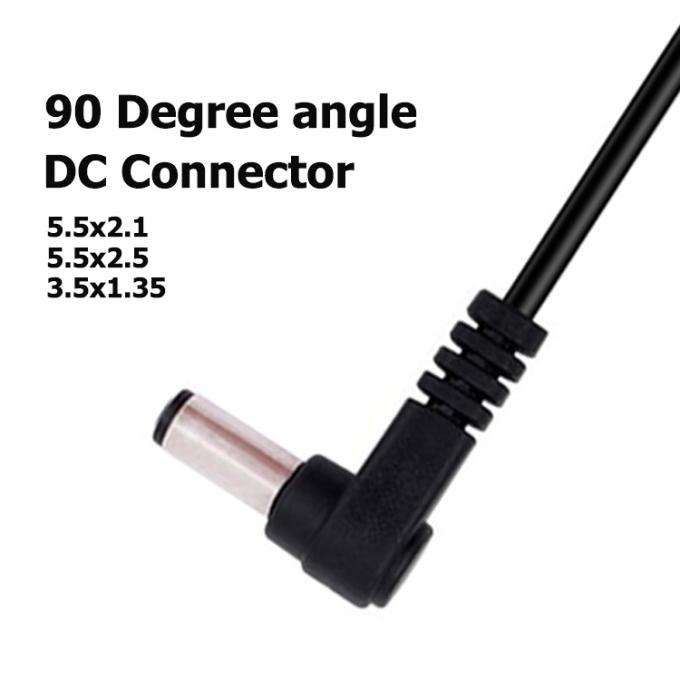 Angolo di 90 gradi connettore maschio-femmina 5.5x2.1mm Jack a canna cavo di estensione di corrente continua 3