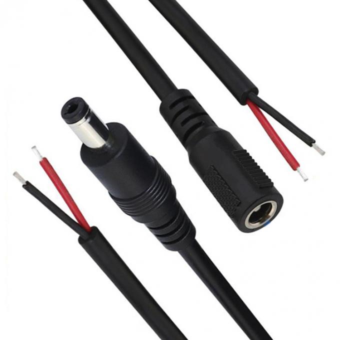Maschio Femminile 5.5x2.1mm 5.5x2.5mm 3.5x1.35mm DC Plug Jack Socket to Open Bare Pigtail Wires End Cable for LED CCTV Security Camera 1