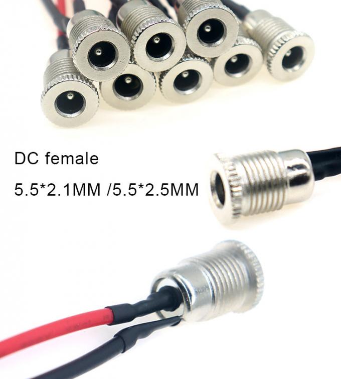 18AWG 10A montatura di presa femminile a filo in metallo DC099 5.5x2.1mm 5.5x2.5mm pannello di montaggio connettore pigtail cavo Jack di alimentazione DC 3