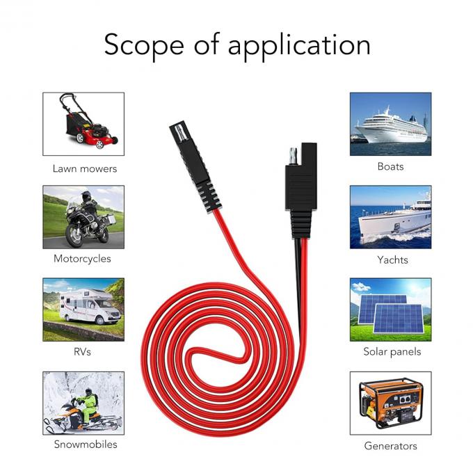 14AWG 2m SAE a SAE Power Cable di estensione automobilistica Disconnessione rapida del filo di guinzaglio SAE connettore per batteria solare 4