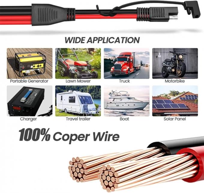 14AWG SAE DC Power Connector Cable Y Splitter 1 a 2 SAE Extension Cable per RV Caravan pannelli solari Carica della batteria 5