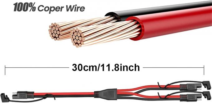 14AWG SAE DC Power Connector Cable Y Splitter 1 a 2 SAE Extension Cable per RV Caravan pannelli solari Carica della batteria 3