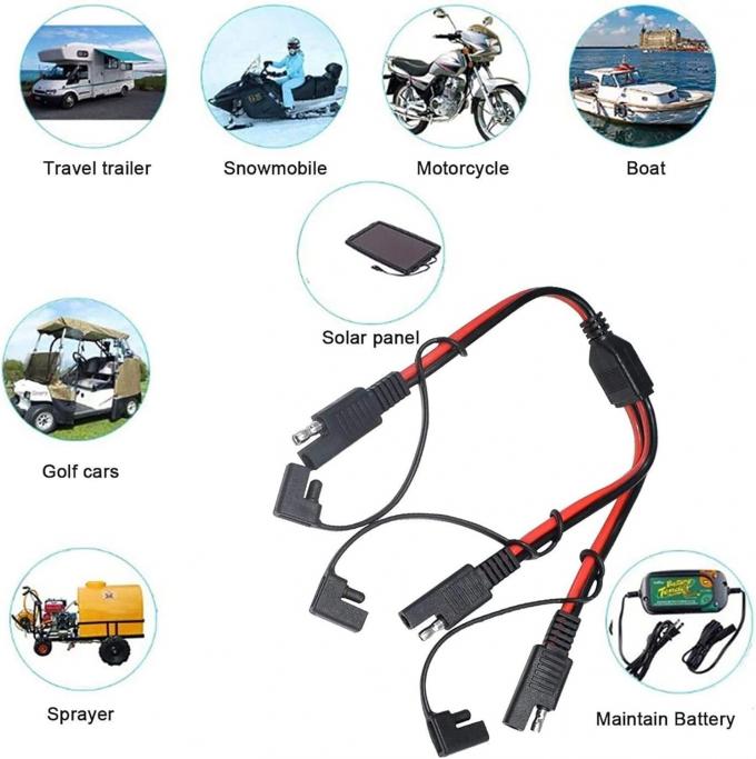 14AWG SAE DC Power Connector Cable Y Splitter 1 a 2 SAE Extension Cable per RV Caravan pannelli solari Carica della batteria 6