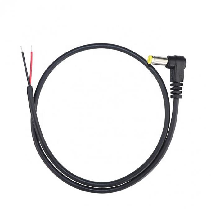 90° angolo maschio DC 2.1x5.5 Jack a canna per aprire Striped Wire Tinned Bare End Cable 1