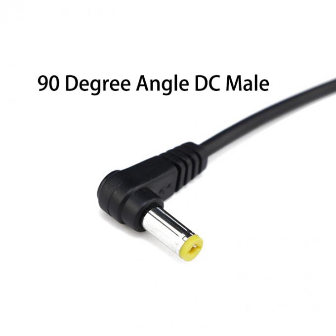 90° angolo maschio DC 2.1x5.5 Jack a canna per aprire Striped Wire Tinned Bare End Cable 2