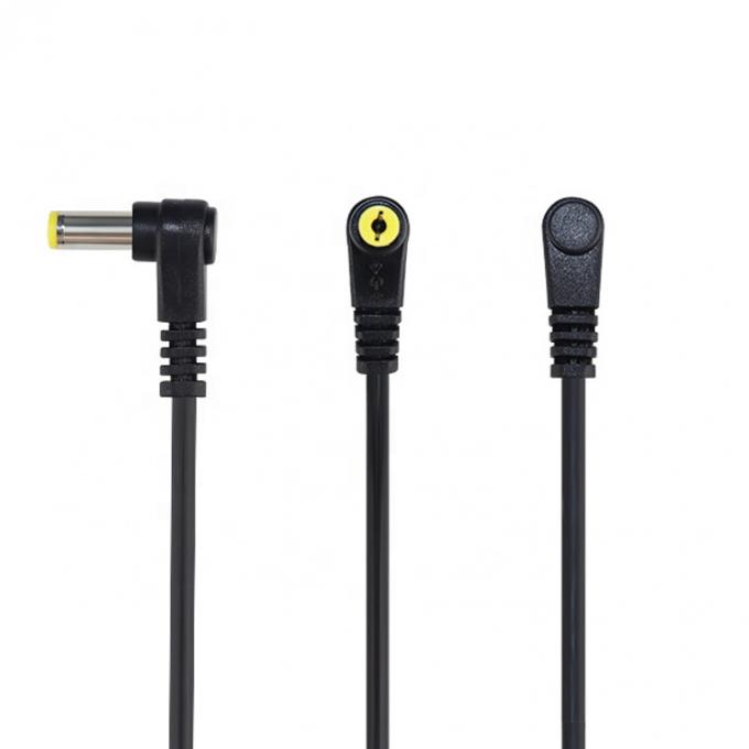 90° angolo maschio DC 2.1x5.5 Jack a canna per aprire Striped Wire Tinned Bare End Cable 3