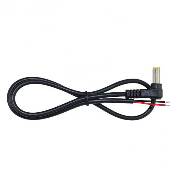 90° angolo maschio DC 2.1x5.5 Jack a canna per aprire Striped Wire Tinned Bare End Cable 4