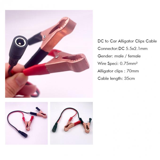 Maschio Femmina Jack DC Plug 5.5x2.1mm a clip alligatore Car Charger Cable di alimentazione 1