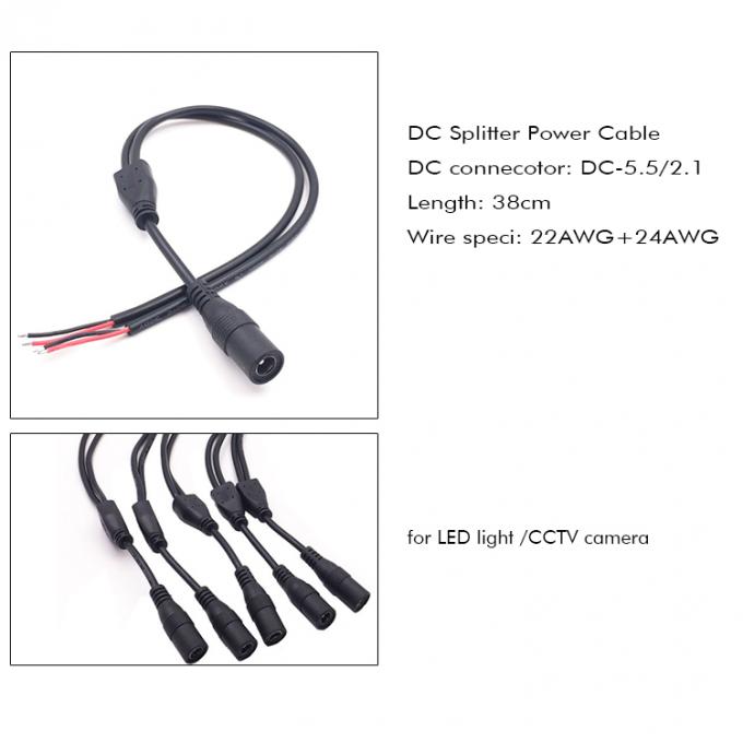 DC Maschio Femminile 5.5x2.1mm Jack Splitter Cable di estensione di alimentazione per luce LED Camera CCTV 5