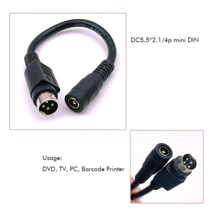 4 pin Mini DIN a corrente continua Jack femminile 5.5x2.1mm Cavo di estensione di alimentazione per la fotocamera DVD TV PC stampante di codici a barre 2