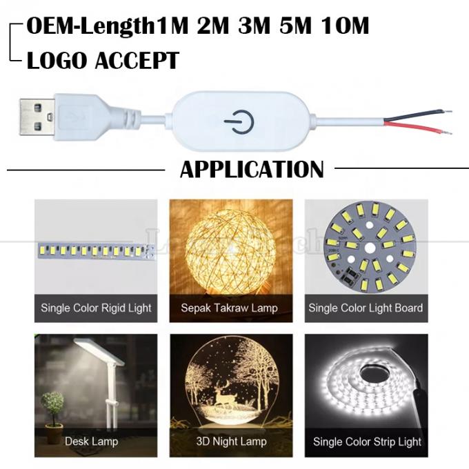 5V Stepless Touch Switch USB per aprire i fili End on off Cable dimmer per lampada a striscia led 1