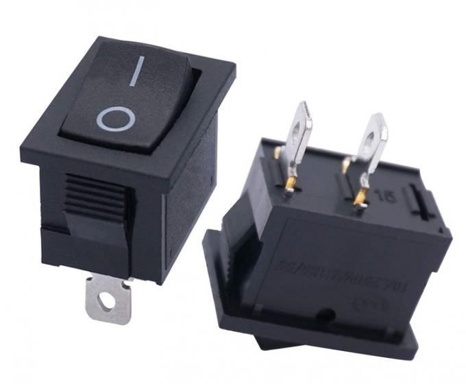 AC 6A/250V 10A/125V Negro 2 Pin Posizione Snap in ON OFF Switch elettrico Rocker barca 1