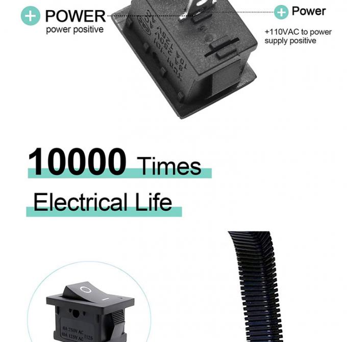 AC 6A/250V 10A/125V Negro 2 Pin Posizione Snap in ON OFF Switch elettrico Rocker barca 5