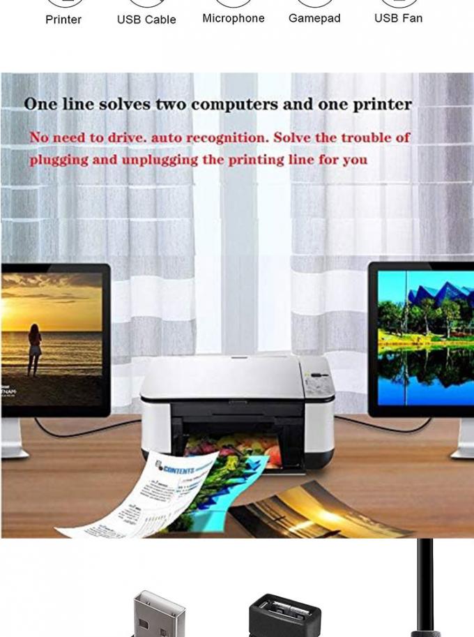 1 femmina a 2 doppio maschio USB Y Splitter Printer Sharing Switch Cable per la stampante Scanner Altoparlante Tastiera mouse 5
