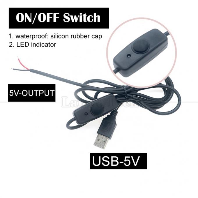 Copertura in gomma di silicone impermeabile su e fuori Push Button Switch 5V USB Open Bare 2pin Wires End Cable per lampada a LED 0